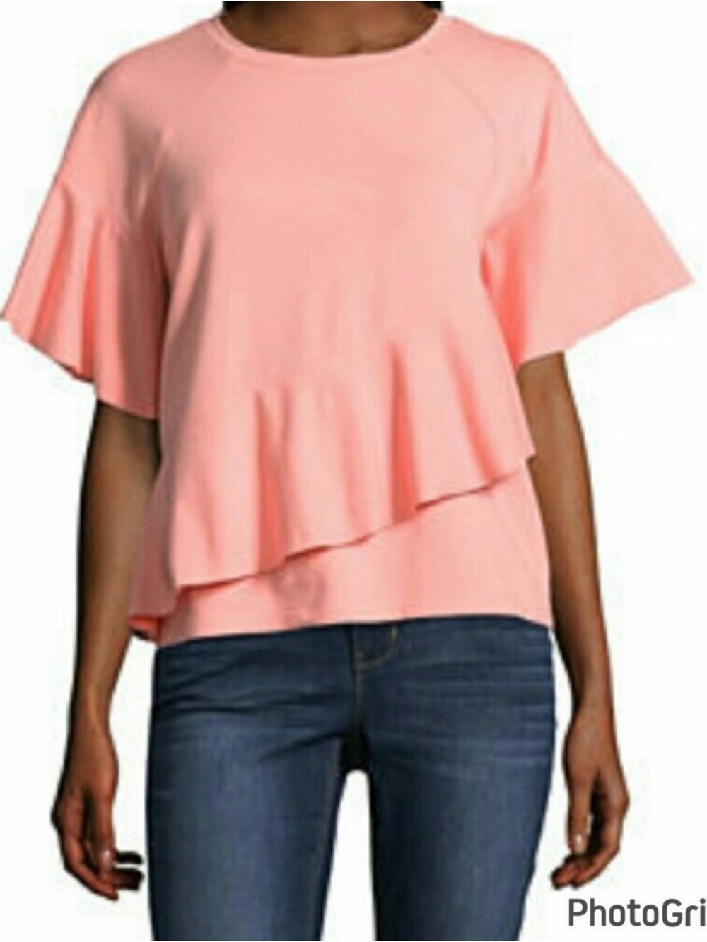 project RUNWAY Coral Ruffle Short-Sleeve Sweatshirt - Picture 4 of 8